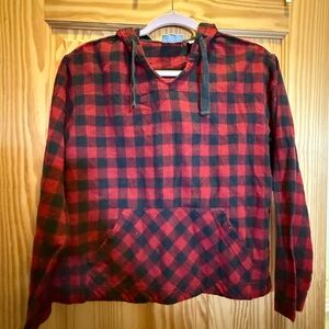 L.L. Bean Red and Black Plaid Sweater